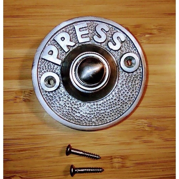 The Retro‎ PRESS Push Button Doorbell - Brushed Nickel - Round - Picture 1 of 3